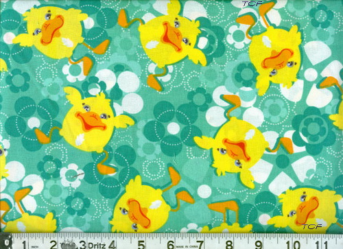 CHUBBY Ducks Bright Green Fabric <font color=Red> SALE